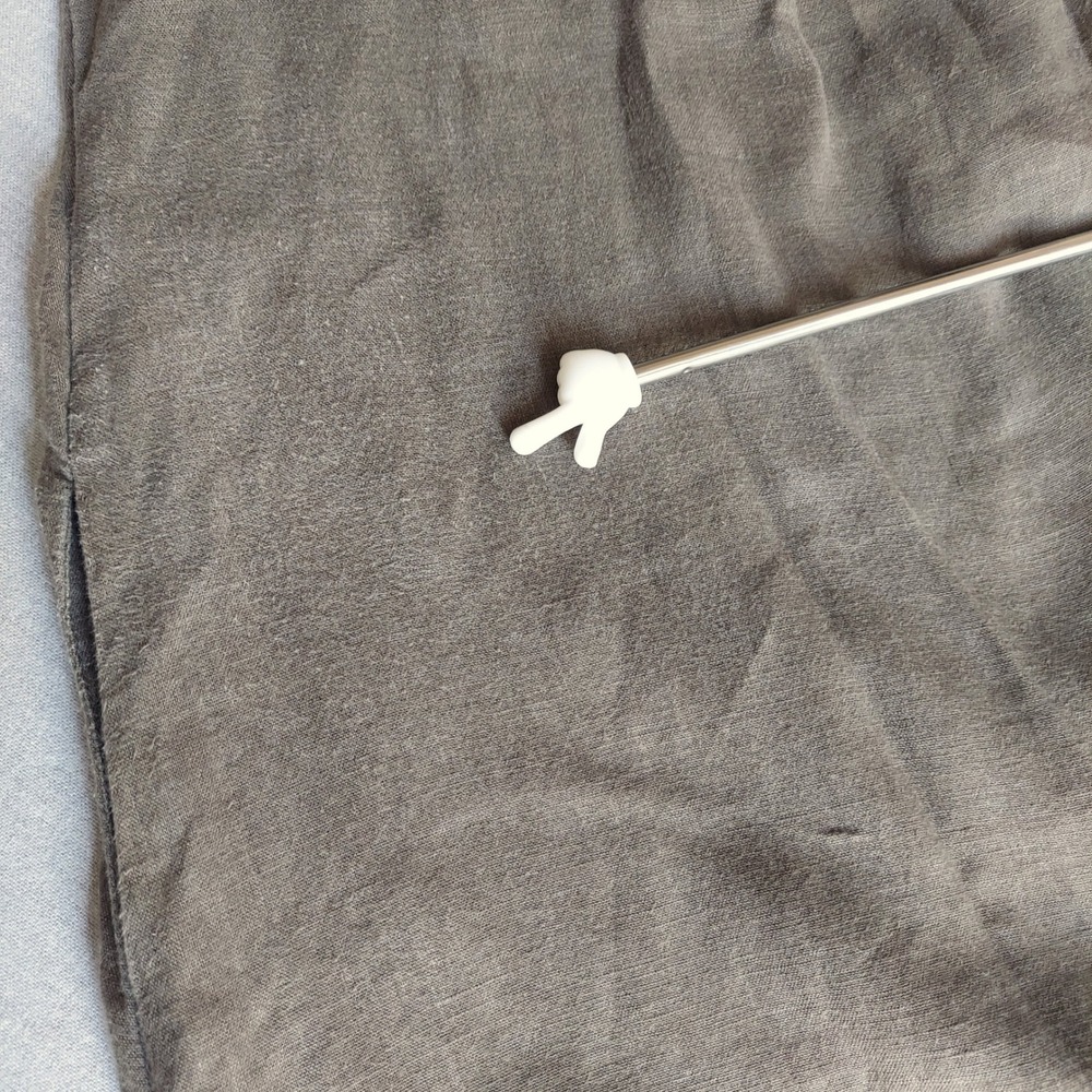 FLAX Linen Dress S Olive Green Sleeveless Pockets Lagenlook Minimalist Midi - Picture 10 of 10